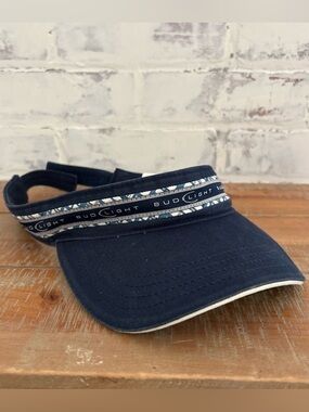 Bud Light Visor Banded Beer Logo Navy Blue 2005 Golf Preppy Party Summer
